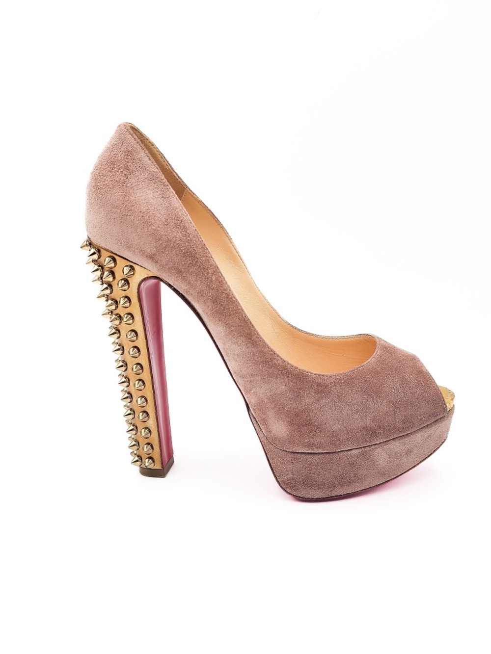 Christian Louboutin Babel Clou Spiked Platform Peep-Toe Pumps Heels EU 37.5